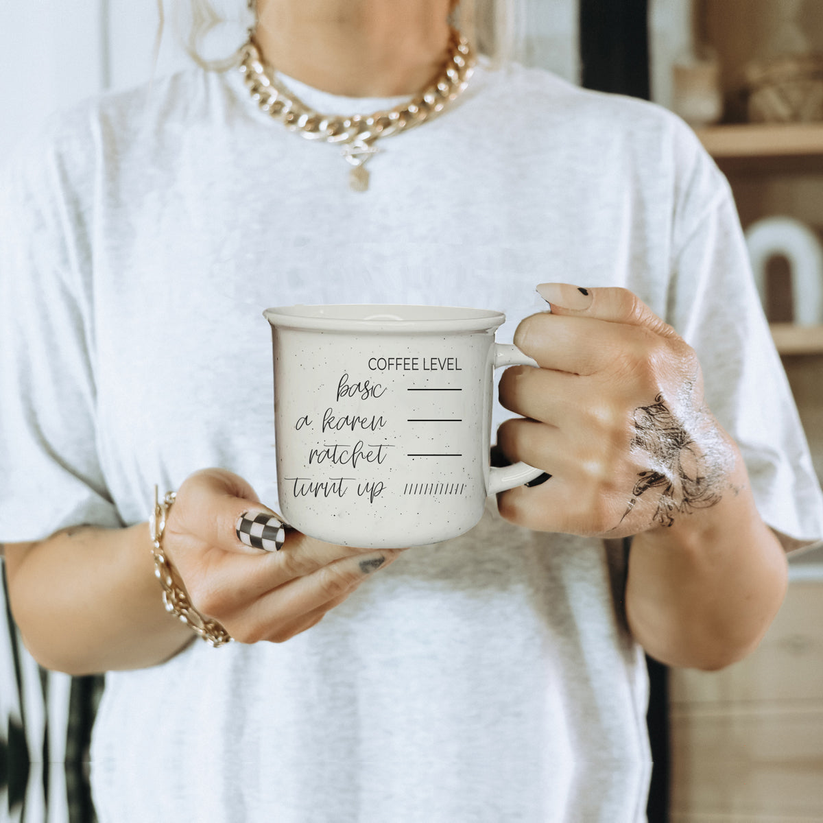 Premium ceramic mug with coffee mood meter